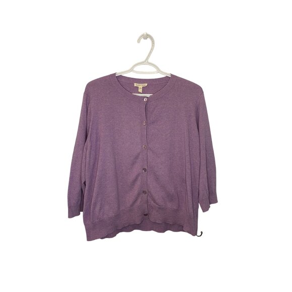 Eileen Fisher three-quarter sleeve button front cardigan purple women's size XL - Picture 2 of 4